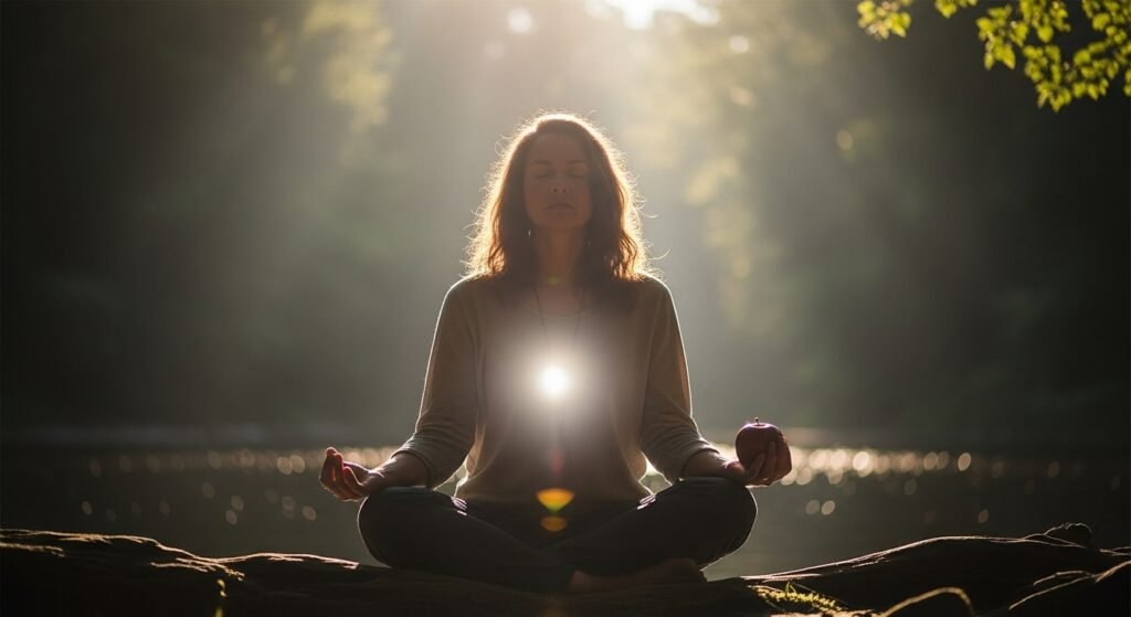 mulher-meditando-em-um-lago