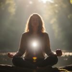 mulher-meditando-em-um-lago